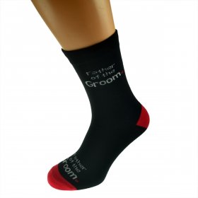 Black Heart Design Woven Wedding Socks - Father of the Groom