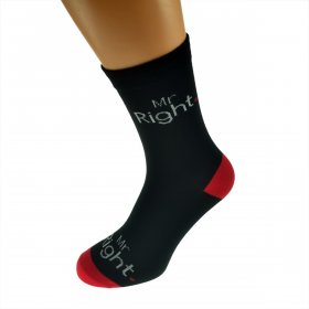 Black Heart Design Woven Wedding Socks - Mr Right