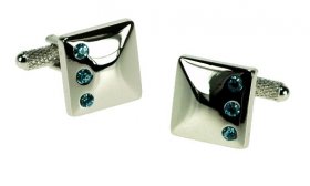 Cufflinks - Crystal Design 3 Aqua 