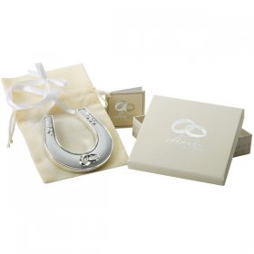 Amore Silver Plated Horse Shoe with Icon, Crystal and Ribbon