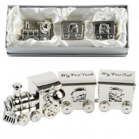  Silver Plated First Tooth & Curl Set Train with 2 Carriages