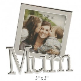 Silver Plated Tilted Word Photo Frame 3" x 3" - Mum