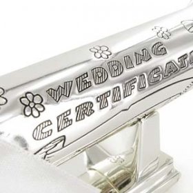 Silver Plated Wedding Cert Holder & Stand complete