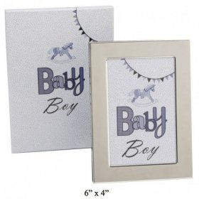 Laura Darrington Typography Silver Plated Frame Baby Boy 4"x6"