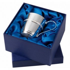  Silver Plated Childs Christening Cup with Celtic Band - Supplied Boxed