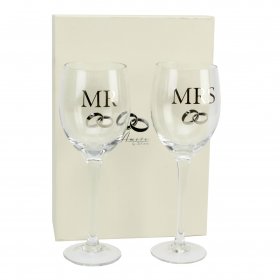 Amore Mr & Mrs Wine Glass Gift Set 