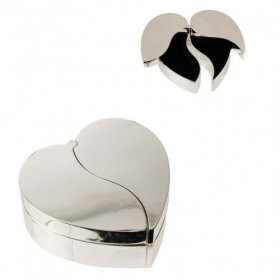 Silver Plated Double Heart Trinket Box with Opening Sides