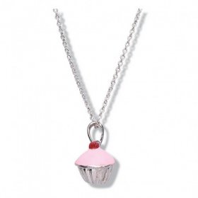 Jo for Girls Sterling Silver Cup Cake Pink Icing Pendant