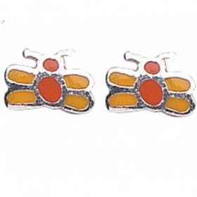 Jo for Girls Sterling Silver Yellow Butterfly Earrings 