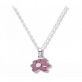 Jo for Girls Sterling Silver Pink Flower Pendant 