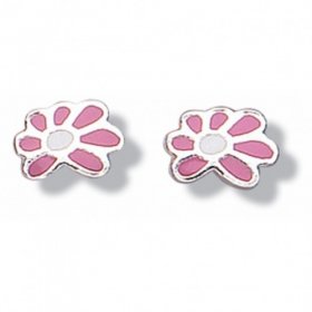 Jo for Girls Sterling Silver Pink Flower Earrings 