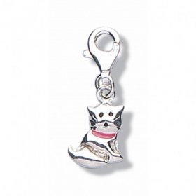 Jo for Girls Charm Cat Pink Collar Sterling Silver