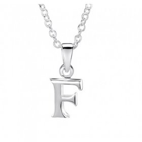 Jo for Girls Sterling Silver Letter F Pendant on 14” Chain