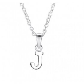 Jo for Girls Sterling Silver Letter J Pendant on 14” Chain