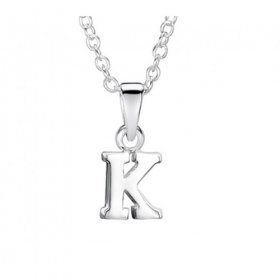 Jo for Girls Sterling Silver Letter K Pendant on 14” Chain