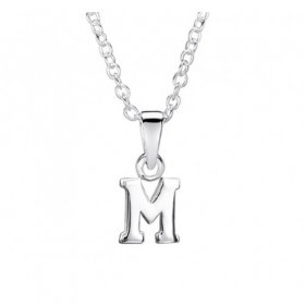 Jo for Girls Sterling Silver Letter M Pendant on 14” Chain