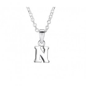 Jo for Girls Sterling Silver Letter N Pendant on 14” Chain