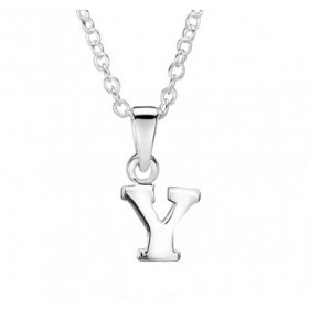 Jo for Girls Sterling Silver Letter Y Pendant on 14” Chain