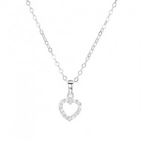 Jo for Girls Sterling Silver Cubic Zirconia Open Heart Pendant