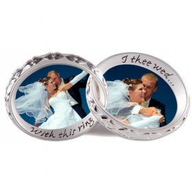 2 Tone Silver Plated Double Wedding Ring Frame - "With this Ring..." 