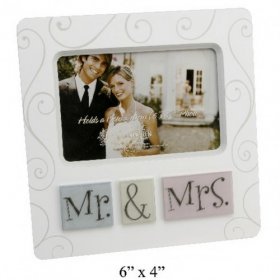 New View Photo Frame with 3D Icons "Mr & Mrs" 6"x4" 