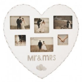 Amore Heart Shaped Multi Aperture Frame - Mr & Mrs