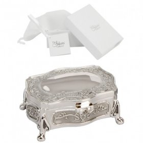 Sophia Gift Boxed Silver Plated Oblong Trinket Box with feet