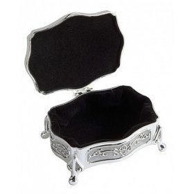 Sophia Gift Boxed Silver Plated Oblong Trinket Box with feet