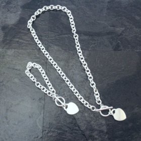 Silver Plated Chain Necklace with Heart Pendant