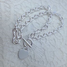 Silver Plated Chain Necklace with Heart Pendant