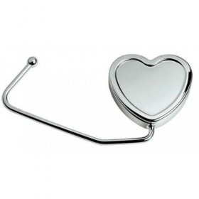 Handbag Hanger Hook Heart Shape Silver Plated Personalised