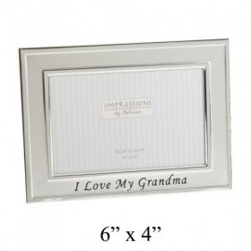 2 Tone Silver Plated Oblong Frame "I Love my Grandma" 6 x 4