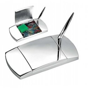 Silver Plated Pen Stand and Paperclip Dispenser
