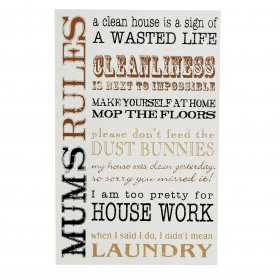 New View Life Rules MDF Wall Plaque - Mum's Rules