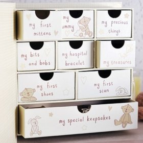 Button Corner Paperwrap Book Keepsake Box with Drawers