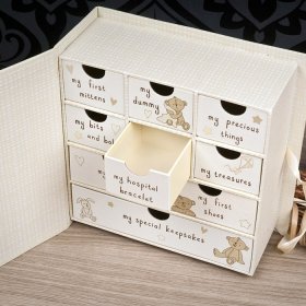 Button Corner Paperwrap Book Keepsake Box with Drawers