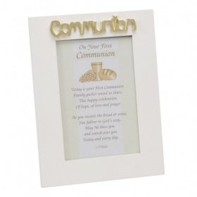 Impressions White MDF Frame with Icons - Communion