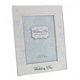 Love & Cherish Silver Plated Wedding Photo Frame 5" x 7"