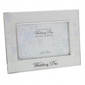 Love & Cherish Silver Plated Wedding Day Photo Frame 6" x 4"