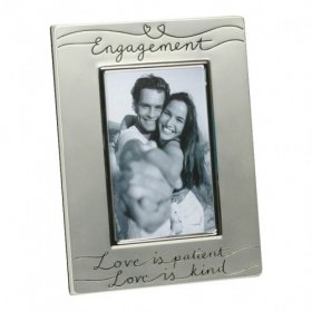 Juliana Satin Silver Plated Engagement Frame "Love is Patient" 4" x 6" 