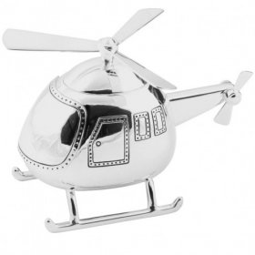 Bambino Silver Plated Money Box - Helicopter