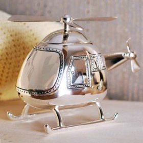 Bambino Silver Plated Money Box - Helicopter