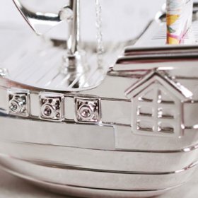 Bambino Silver Plated Money Box - Pirate Ship