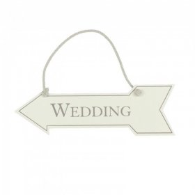 Amore MDF Arrow Hanging Sign - 'Wedding' 