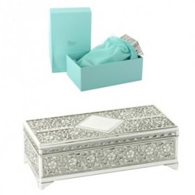 Sophia Silver Plated Trinket Box Oblong with Feet