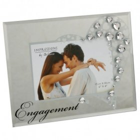 Impressions Glass Photo Frame with Crystals Engagement 6"x4" 