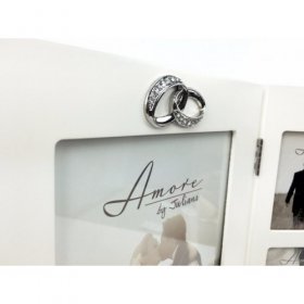 Amore MDF Multi Aperture Cream Wedding Frame 5 Openings 