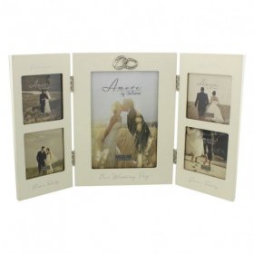 Amore MDF Multi Aperture Cream Wedding Frame 5 Openings 