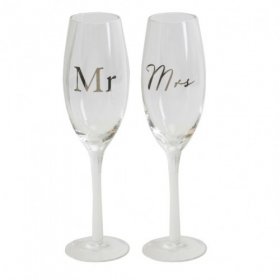 Amore Champagne Flutes Set of 2 - Mr & Mrs 