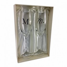 Amore Champagne Flutes Set of 2 - Mr & Mrs 